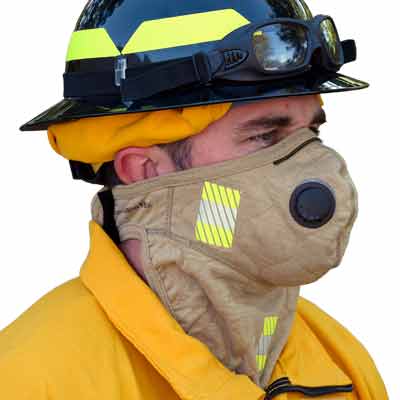 PGI BarriAire Gold Particulate Mask with Neck Gaiter - 31904-00-194071 - Quarter with Optional Segmented Trim and Exhalation Valve